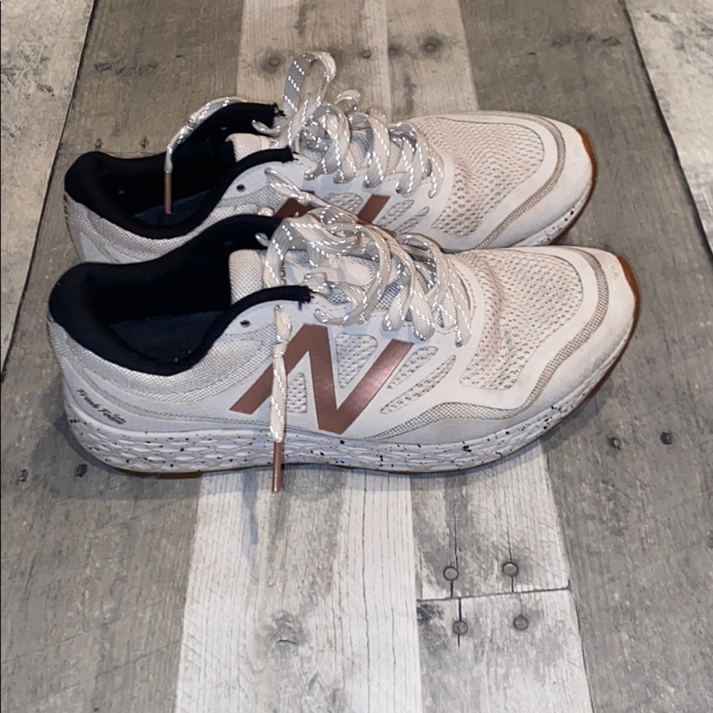 New balance sneakers rose gold and white